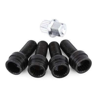 4+1 M14*1.5MM черный стальной колесный болт и гайка-фиксатор с ключом