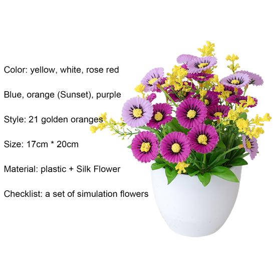 Artificial Flower Pot Chrysanthemum Desktop Decor Plastic Everlasting Fake Potted Plant