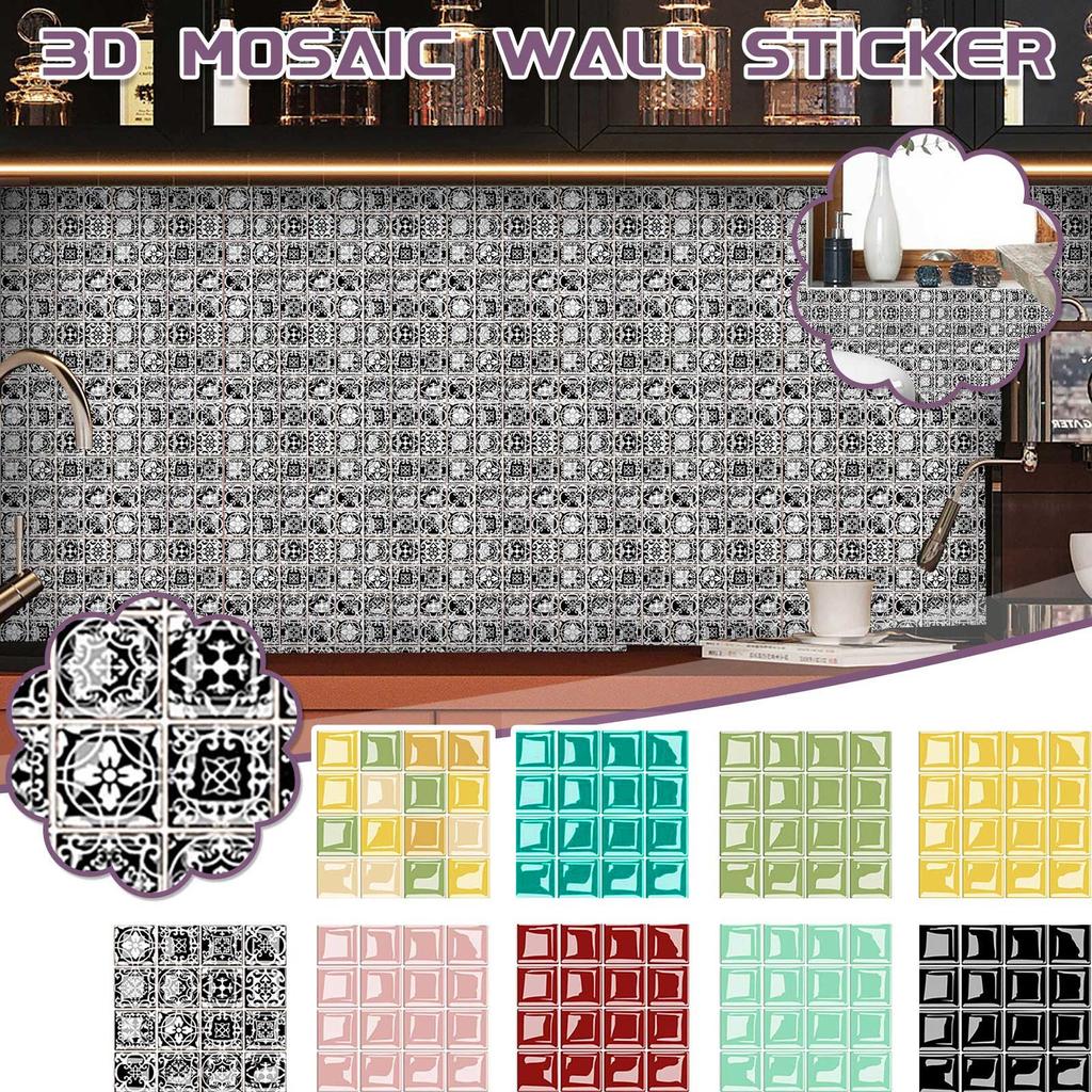 3D самоглазурованные стеклянные наклейки Стеклянная плитка DIY Наклейки на стену Наклейка на пол
