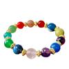 Retro Natural Crystal Duobao Bracelet Bracelet, Powder Crystal Amethyst Lapis Lazuli Chalcedony Agate Bracelet.