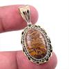 Natural Maryam Jasper 925 Solid Sterling Silver Gift TwoTone Pendant 1.50" L9t56