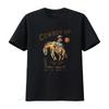 COWBOY UP ДИКИЙ ЗАПАД Американский Ретро Круглый Вырез Женская Футболка Черная X Large винтажный Стиранный Растягивающийся Топ Для Повседневной Носки