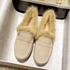 Real Mink Fur Mocasines Women Genuine Leather Flats 2024 Ladies Pigskin Walking Shoes Winter Warm Plush Loafers Cotton Fur Boots