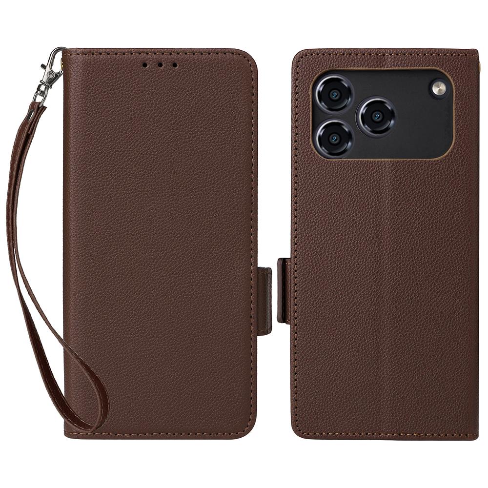 Чехол для ZTE Blade A36/nubia A36 с ремешком на запястье, текстура личи, ПУ кожаный чехол-кошелек для телефона