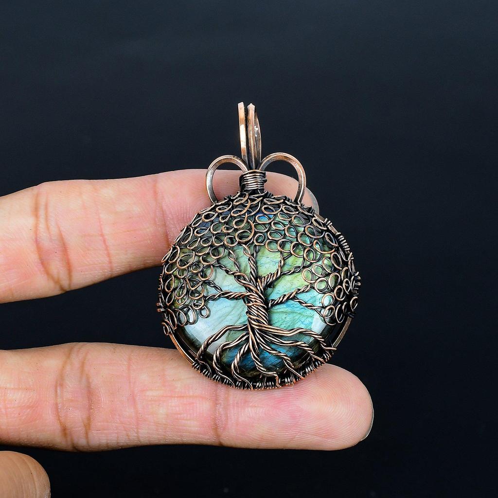Tree Of Life Labradorite Pendant, 999 Copper Wire Wrap Pendant Gemstone Jewelry, Handmade Pendant Amazing Jewelry, Gift For Her