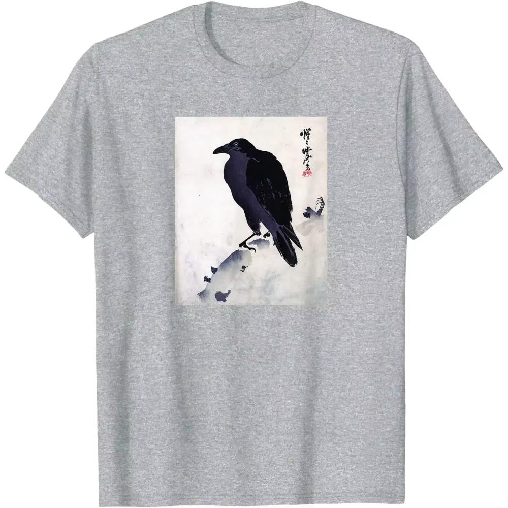 Японское искусство Японская художественная гравюра на дереве Принт Crow Kyosai Футболка уличная повседневная хлопковая повседневная футболка Four Seasons Мужские футболки
