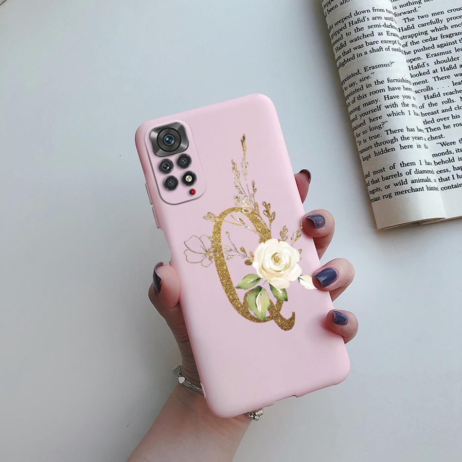 Чехол для Xiaomi Redmi Note 11 Pro Роскошный Чехол с Именем Буквой Алфавита для Телефона для Xiaomi Redmi Note 11 11S Note11 Pro 5G Чехол