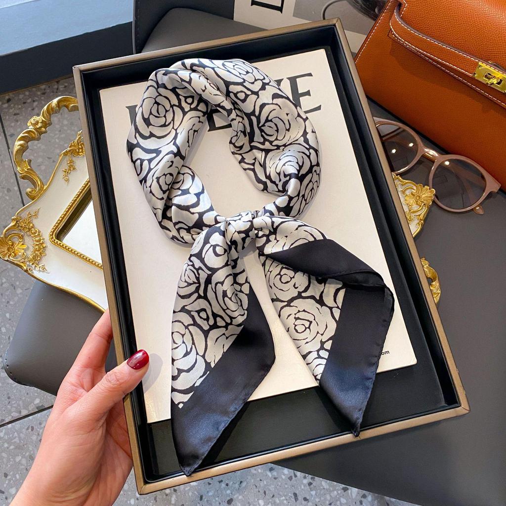 70cm Korean-Style Silk Square Scarf: Fashionable, Versatile Neck Protection and Decorative Accessory