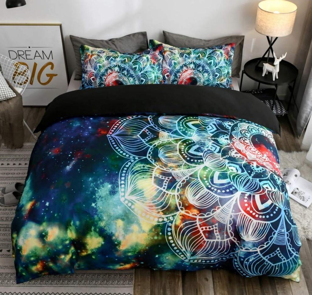 King Size Mandala Duvet Cover Queen King Quilt Cover Psychedelic Bohemian Luxury Bedding Set 3 Piece Set With 2 Pillowcases