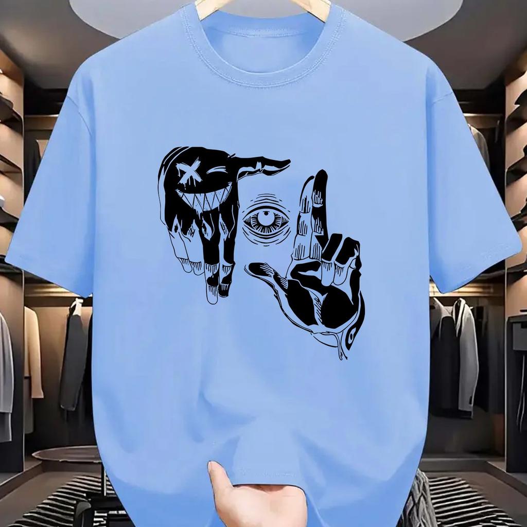 XXS-6XL Плюс Размер Мужская футболка Летняя Повседневная Свободная Персонализированный Узор Круглый Вырез Короткие Рукава Футболка Топы Мужская Одежда