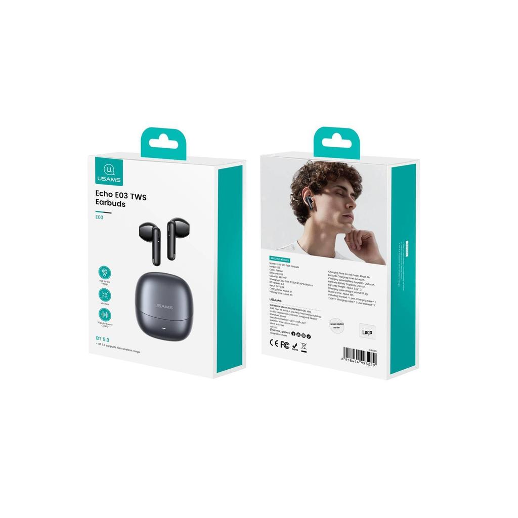 Беспроводные мини-наушники USAMS E03 Bluetooth для спорта - Полувкладыши, стерео