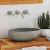 Washbasin - VIDAXL - Oval - River Stone - 30-37 X 25-30 X 12 Cm - 4.5 Cm Drain