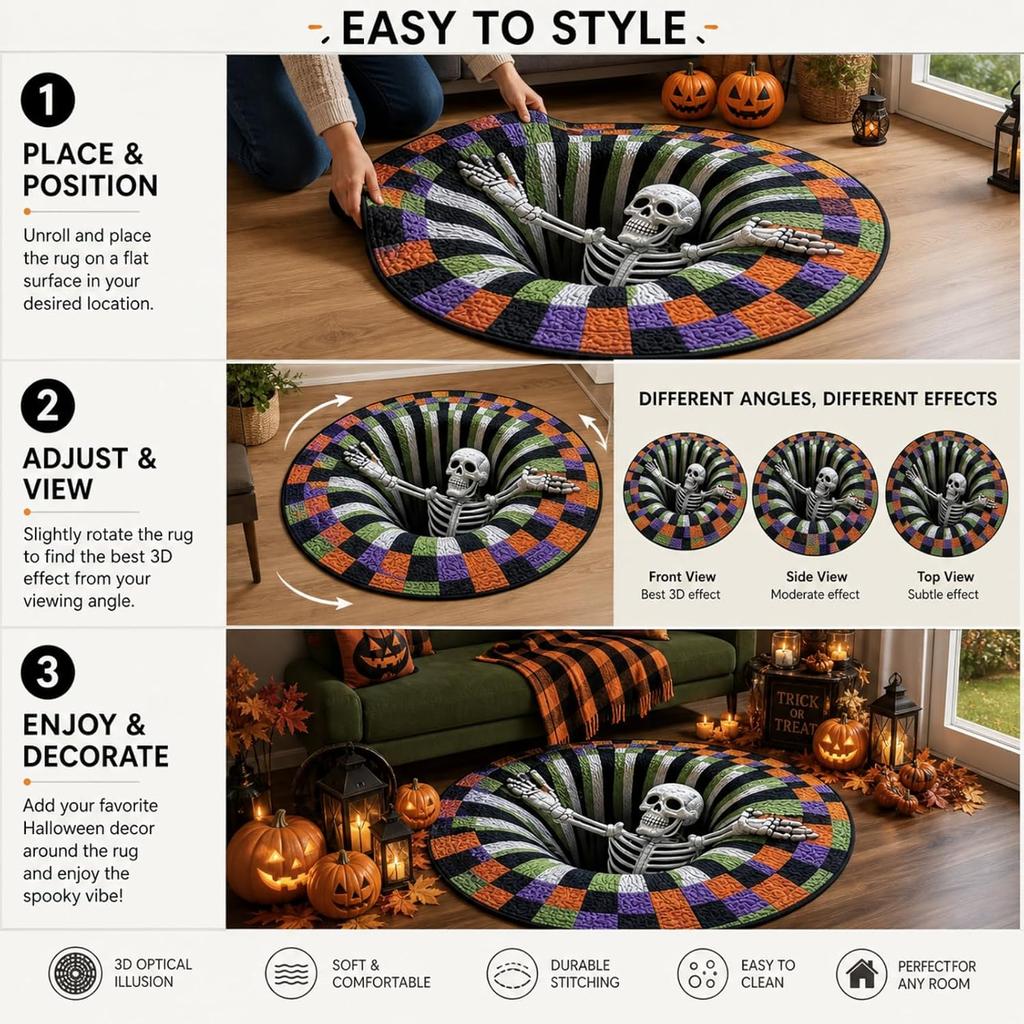 3D Round Non-Slip Carpet Color