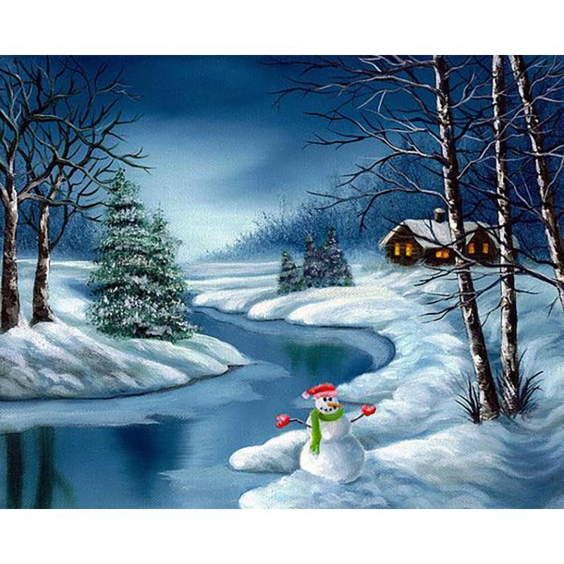 Снежный пейзаж «сделай сам», 5D алмазная живопись, полная круглая дрель, пейзажная вышивка, набор для вышивки крестом, мозаика, искусство, настенный подарок, домашний декор