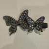 2Pcs Sparkling Side Bangs Clip Fashionable Full Diamond Elegant Butterfly Hair Clip Sweet Duckbill Clip Hair Accessories
