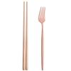 2Pcs Black Stainless Steel Set Cutlery Dinner Fork Chopsticks Portable Dinnerware Set Silverware Western Kitchen Home Tableware