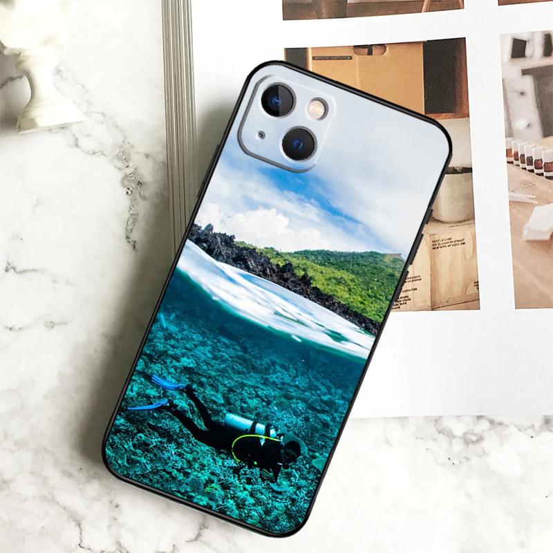 Scuba Diving Diver Phone Case For iPhone 17 16 15 13 12 11 14 Pro Max Plus 12 13 Mini 16e 17 Air Cover Coque