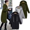 Velvet Long Hoodie Women's Oversized Loose Hooded Cardigan Long Sleeved Warm Zipper Jacket Solid Color Casual Commute Coat Autumn