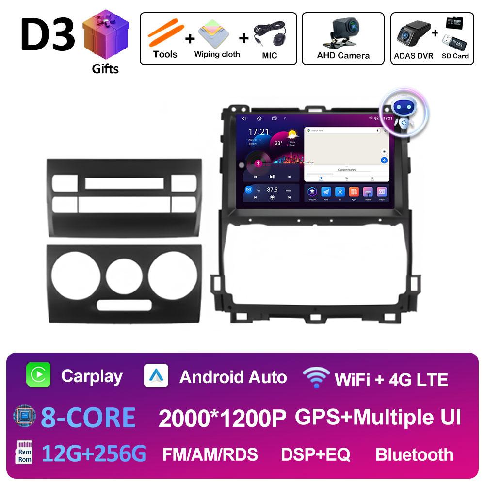 DSP стерео для Toyota Land Cruiser Prado 120 3 III 2002 2003 2004 2005 - 2009 Android 14 беспроводной Carplay GPS Navi 4G головное устройство