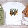 (Asian Size) Women Print Lady Butterfly Vintage Style Cute Tee Top Clothing Casual Short Sleeve Fashion Tshirt Female Graphic T-shirt