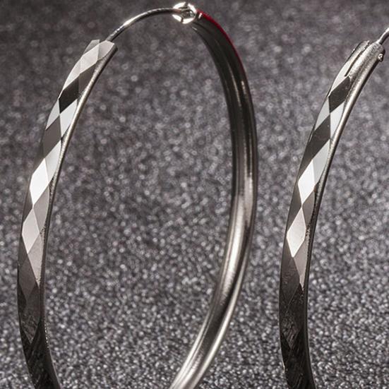 1 пара сережек-колец с блестящей ромбовидной текстурой, женские большие круглые серьги в стиле хип-хоп, ювелирные изделия