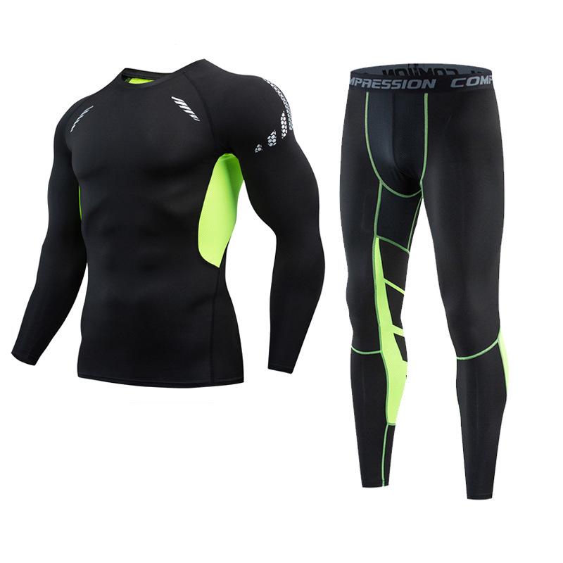 Мужские быстросохнущие красные спортивные тайтсы и костюм с длинным рукавом для бега, тренировок, баскетбола и фитнеса - Идеально для осени и зимы.