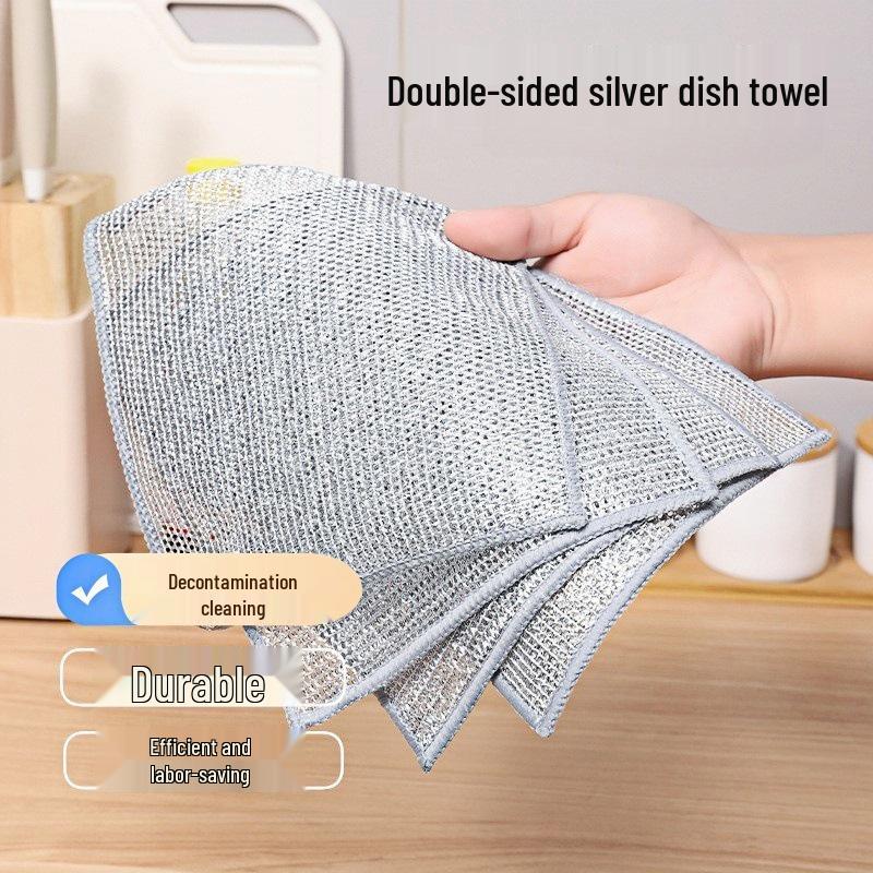 Reusable Silver Wire Dishwashing Cloth for Non-Stick Kitchens - Single or Double Layer Option