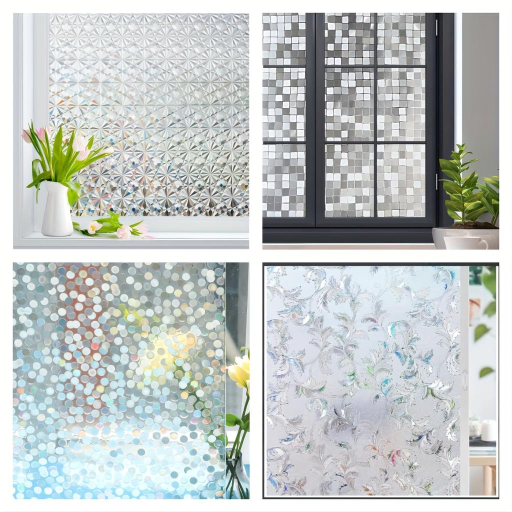Window Privacy Film Rainbow Window Clings Stained Glass Window Decals 3D Decorative Window Static Cling Window Stickers