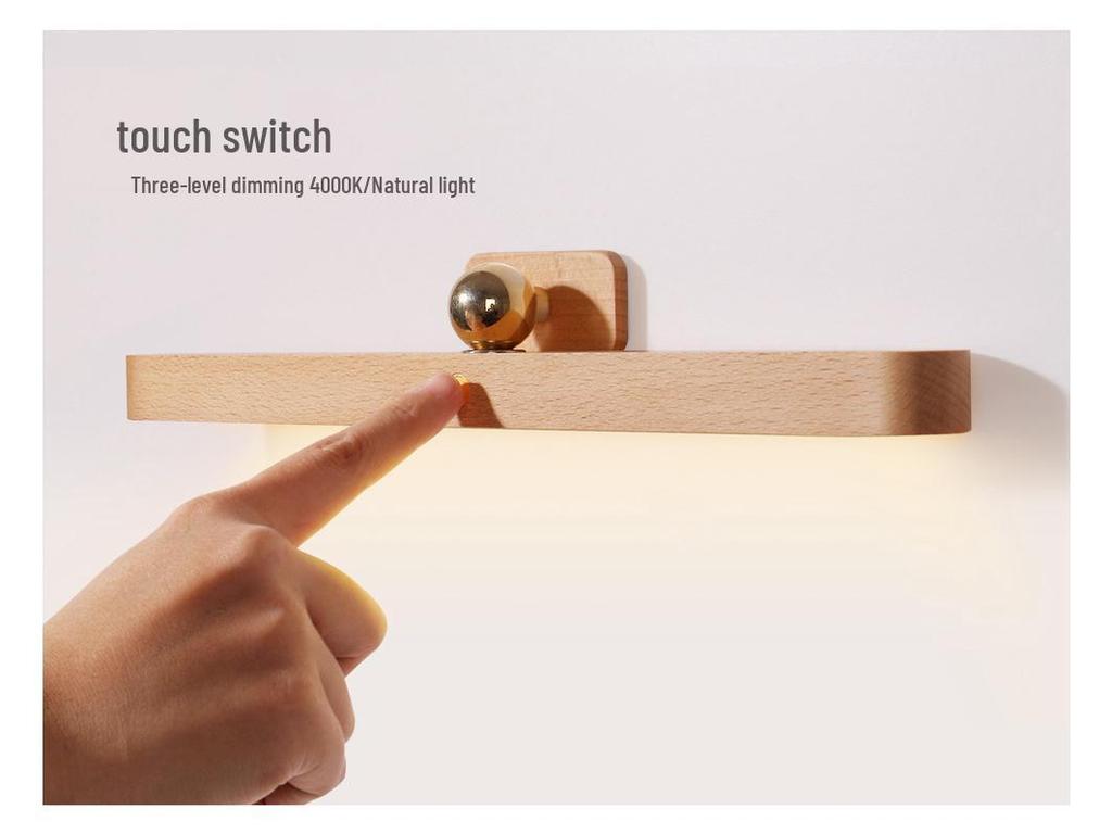 Вращающийся магнитный светодиодный деревянный светильник для туалетного столика - Многофункциональный настенный светильник для макияжа и зарядки