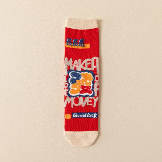 1 пара носков для весеннего фестиваля с рисунком змеи, праздничные красные новогодние носки средней длины, нескользящие, унисекс, зимние носки