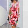 New Women's Dresses Floral 3D Printed Summer Luxury Midi Dresses Feamle Short Sleeve Dress Fashion Oversized Clothes