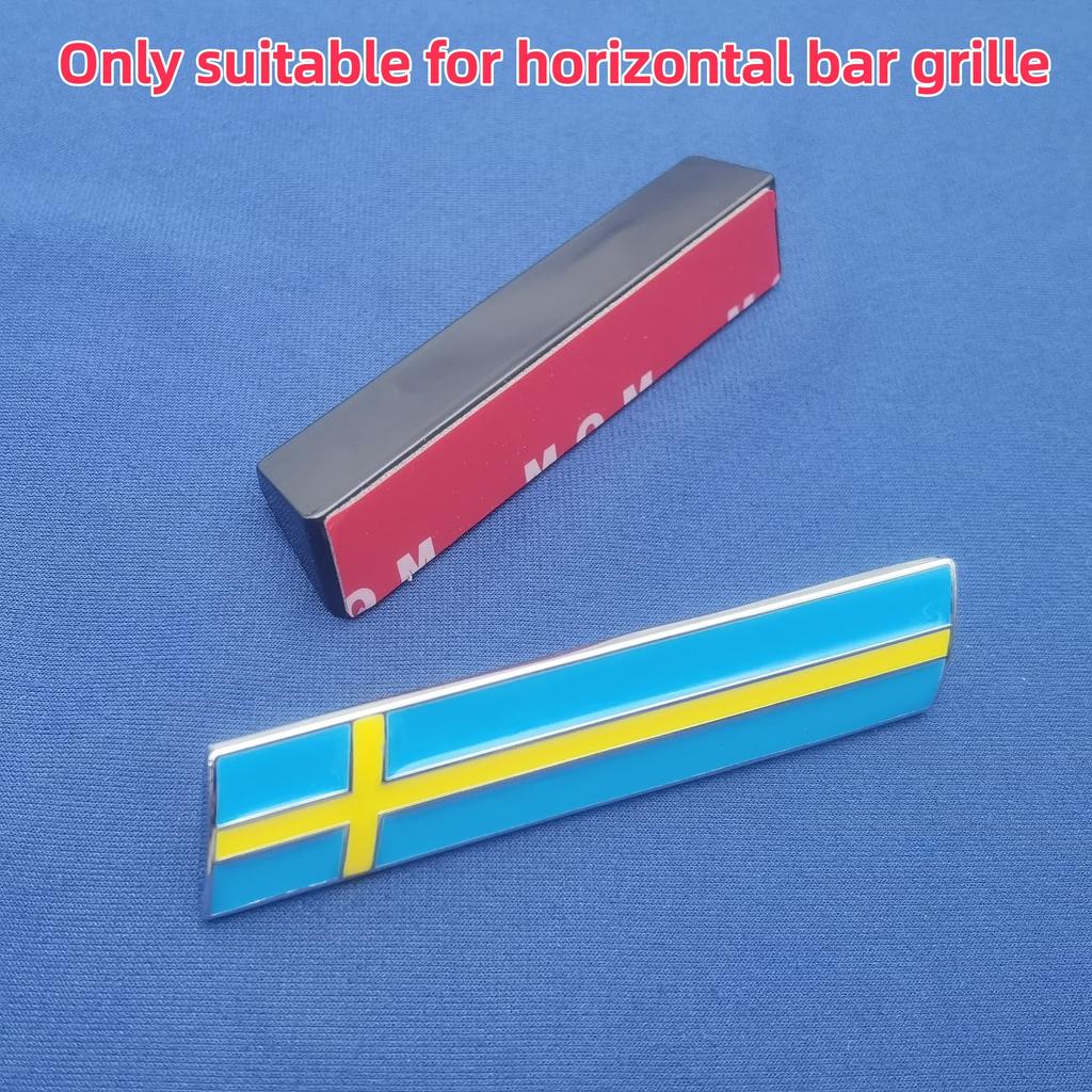 1Pc 3D Metal Swedish Flag Logo Car Front Grille Badge, Car Side Fender/Rear Trunk/Car Body Emblem Sticker