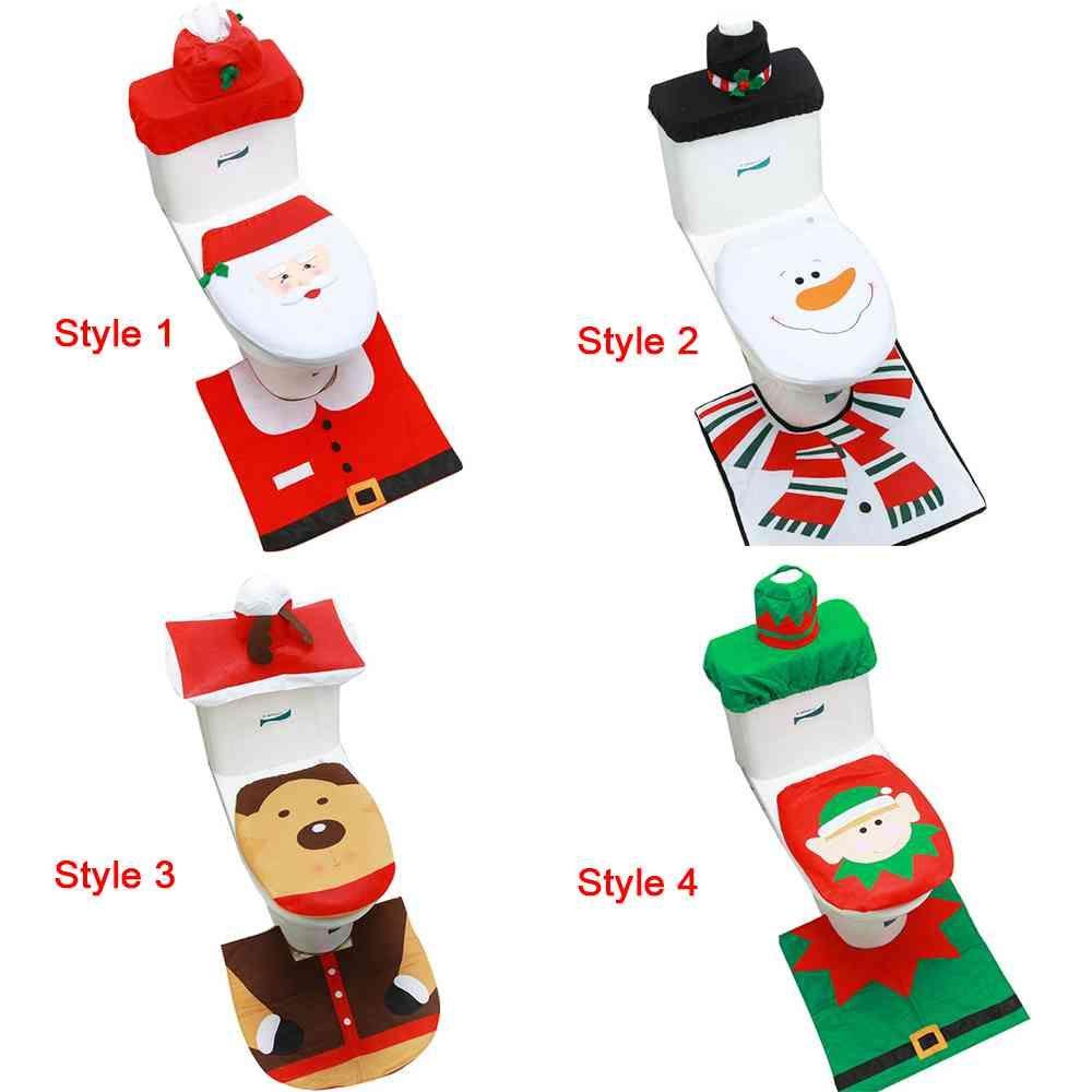 Christmas Bathroom Accessories Xmas Decor Christmas Supplies Toilet Decoration Toilet Seat Cover