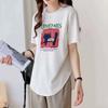 Pure Cotton Front Shoulder Short-sleeved T-shirt for Women's Summer New Loose Curved Hem Mid-length Top