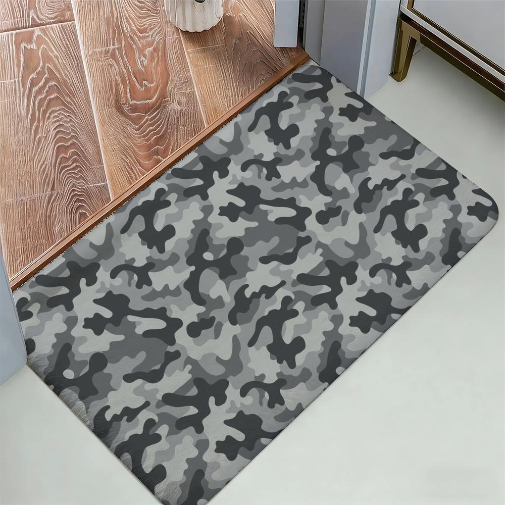 Camouflage Pattern Camo Floor Mat Cozy Flannel Soft Thick Non-Slip Mat For Living Room Bedroom Kitchen Decor Rugs