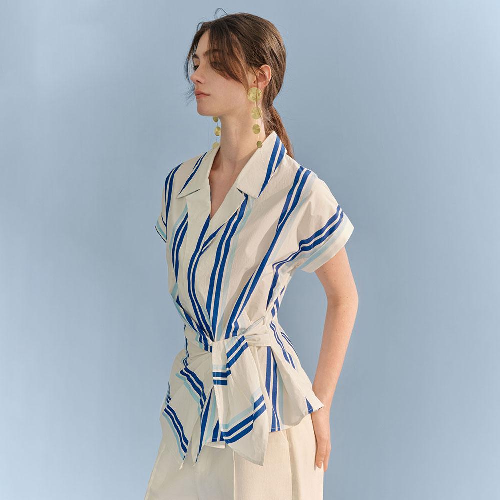 Waiwaiaiem Yy_Сине-белая полосатая рубашка