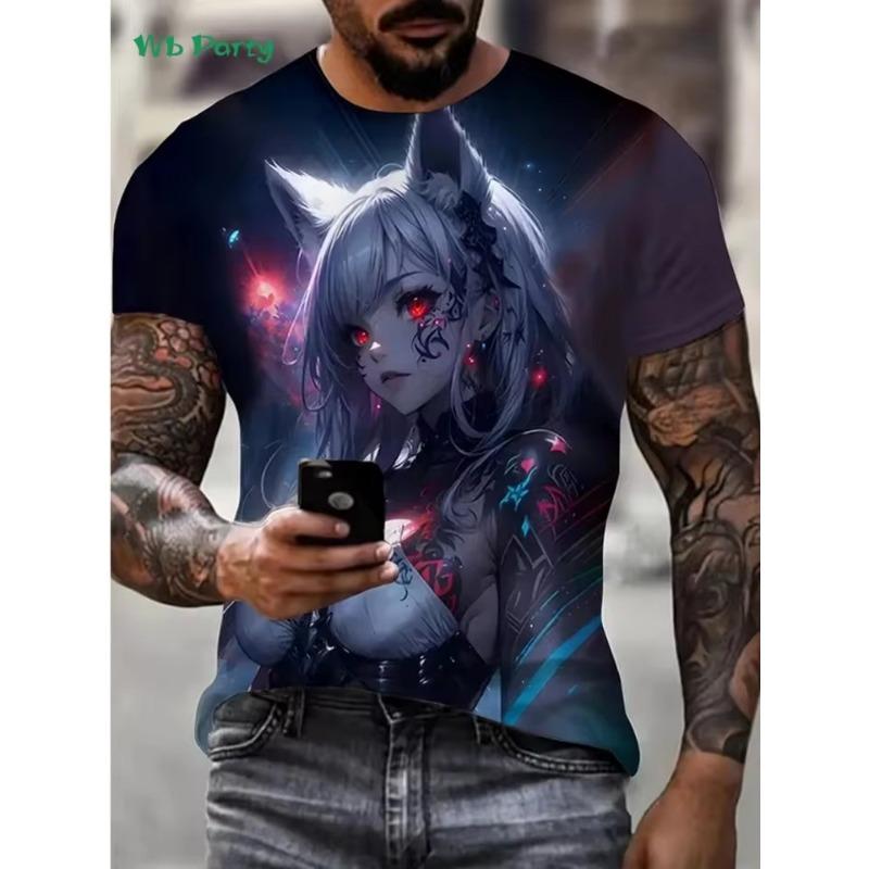 3D-живопись Футболка с коротким рукавом Летняя уличная мужская одежда Модная футболка с круглым вырезом Мужские футболки Новая винтажная одежда больших размеров Мужская одежда Ультра одежда