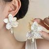 2024 Women's High-End French Pearl Flower Stud Earrings: Elegant Bridal Wedding Jewelry