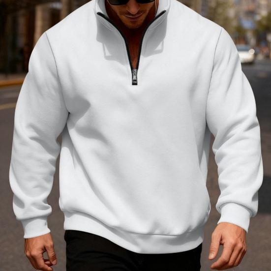 Мужской свитшот на молнии до середины груди, с воротником-стойкой, на флисовой подкладке, пуловер однотонный, свободный, повседневный, теплый, для зимних видов спорта, уличной одежды, вечеринок