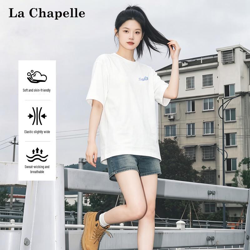 La Chapelle Women's Korean Style Loose Fit Cotton T-Shirt