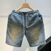 2023 Men's Retro Denim Shorts: Trendy, Casual, Straight-Fit, All-Match, Loose Summer Pants