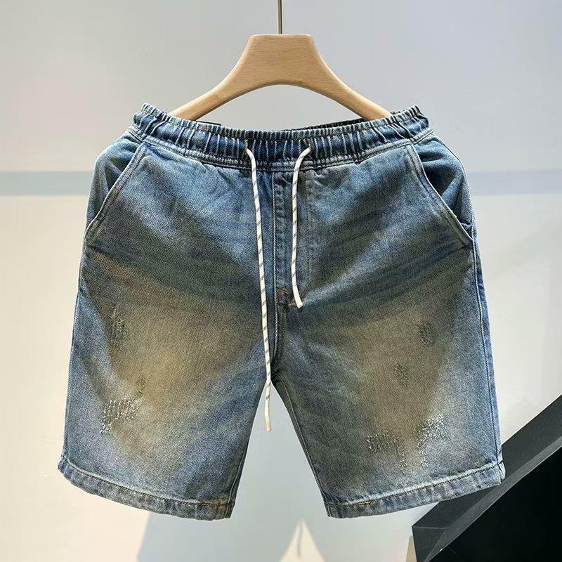2023 Men's Retro Denim Shorts: Trendy, Casual, Straight-Fit, All-Match, Loose Summer Pants