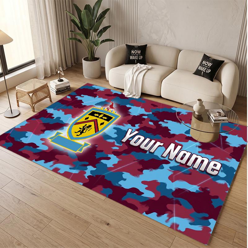Personalized Crystal Velvet Carpet Burnley Football Pattern Non Slip Floor Rug