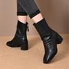 Soft Leather Women's Boots Winter New Thick-heeled Short Boots Medium Boots High-heeled Boots Are Thin and Not Tired Martin Boots