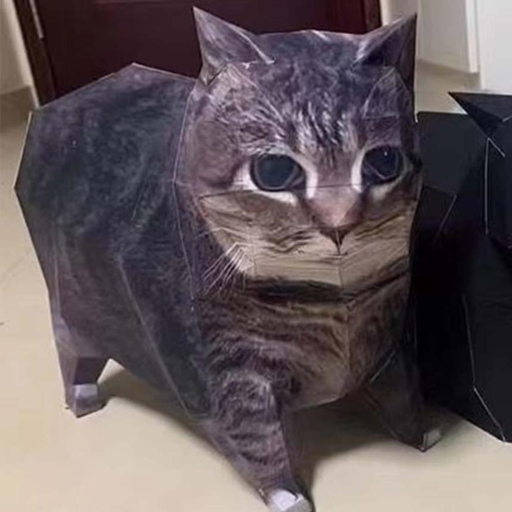 Rotating Cat 3D Folding Paper Cat Home Decoration Kitten Paper Model Cat Paper Model  For Children