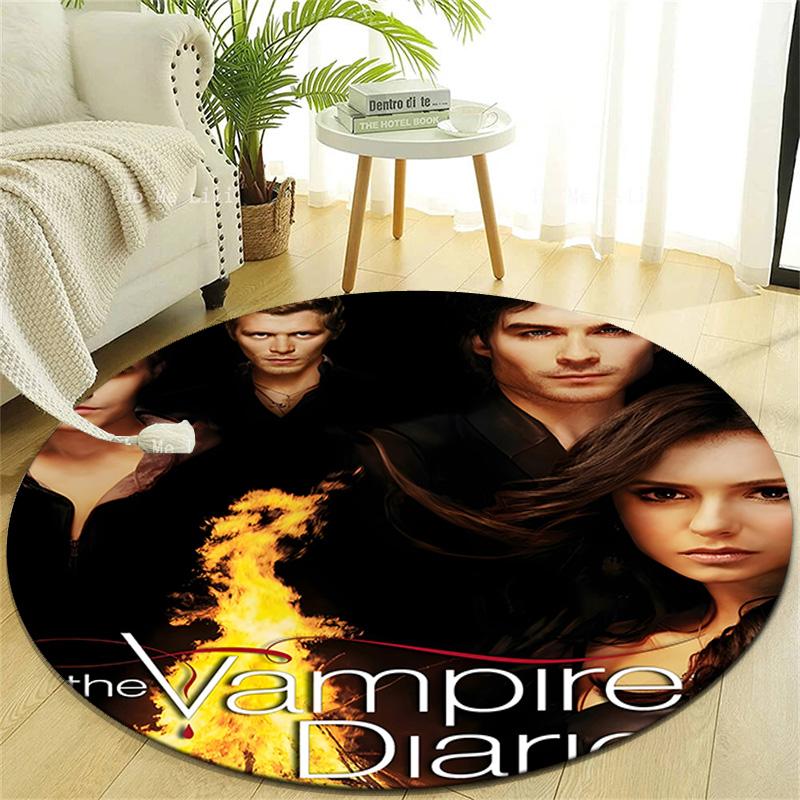 1pc The Vampire Diaries1 Design Printed Area Round Carpet for Bedroom Living Room Home Decor Rugs Mat Non Slip Mat Rug for Bedside