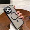 Matte Transparent With Metal Lens Ring Case For iPhone 16 15 14 Plus 13 12 11 Pro Max Stripe Magnetic Wireless Charging Cover