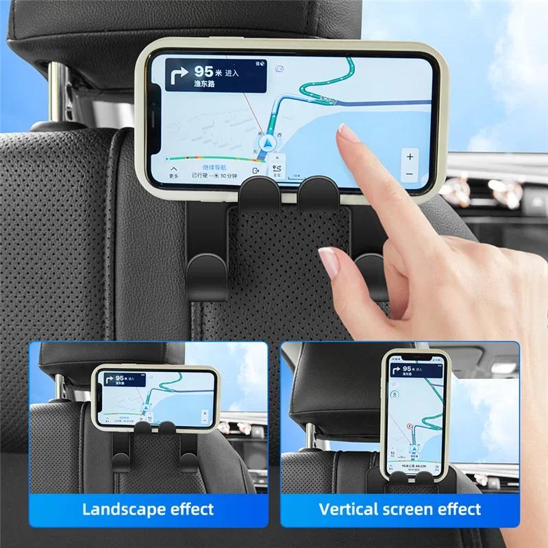 Vikefon 1/2psc car back seat hook hanging storage mobile phone holder stand lazy rear seat phone headrest bracket for all phones