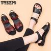Women's Sandals Leather Soft Bottom Mom Shoes Summer Fashion Comfortable Shoes Middle-aged Flat Non-slip Thick Bottom Sandals | PU Material