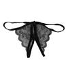 Women Panties Lace Open Crotch See-through Bow-knot Decor Solid Color Thongs G-string Lady Low Waist Thin Intimate Women Underwear